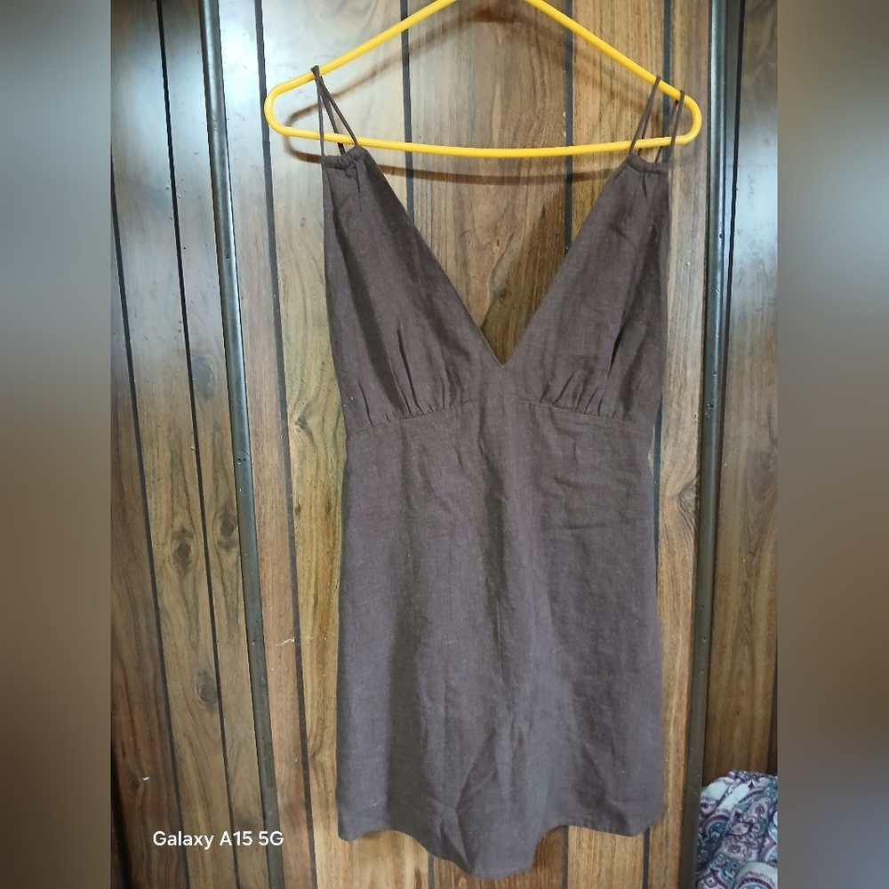 Abercrombie & Fitch Limen Blend Spaghetti Strap V-Neck Mini Dress